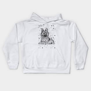 German Shepherd Scribble Artwork Kids Hoodie